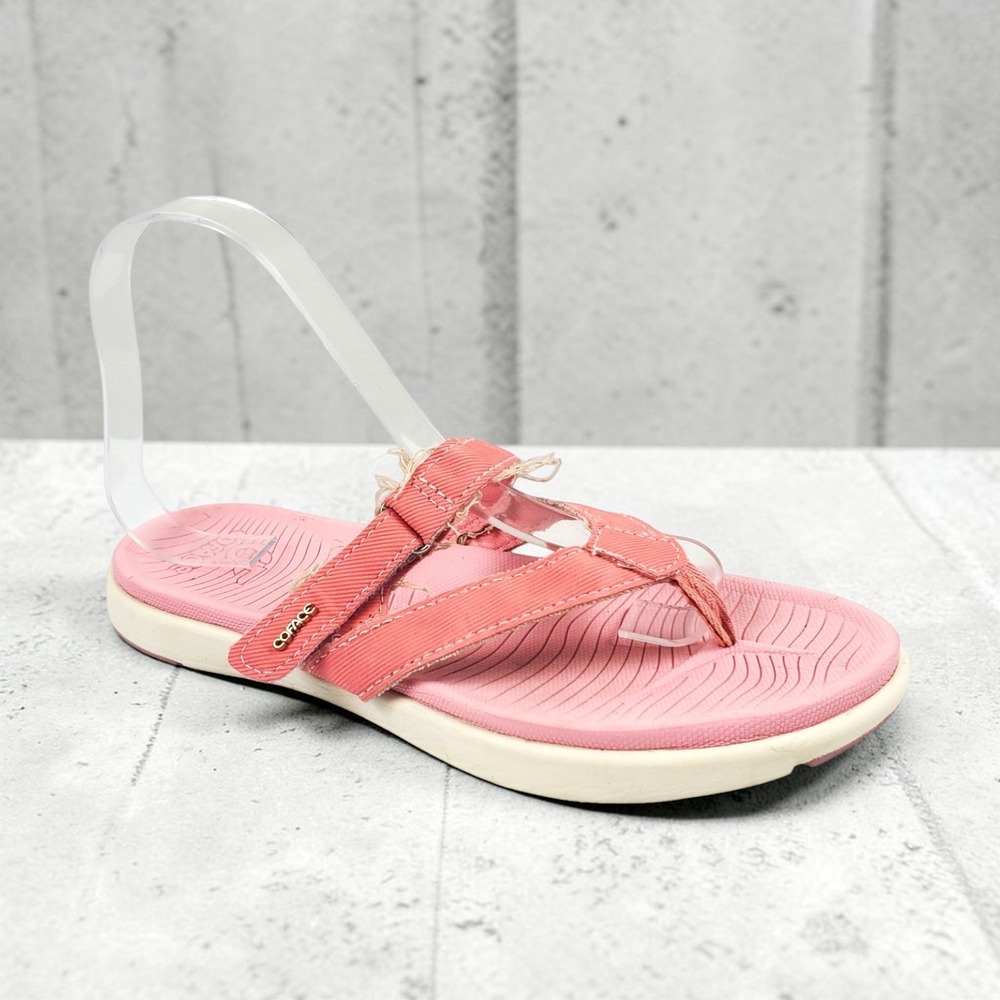 Coface Womens Pink Yoga Mat Flip Flop Sandals Frayed Canvas Straps Size 8